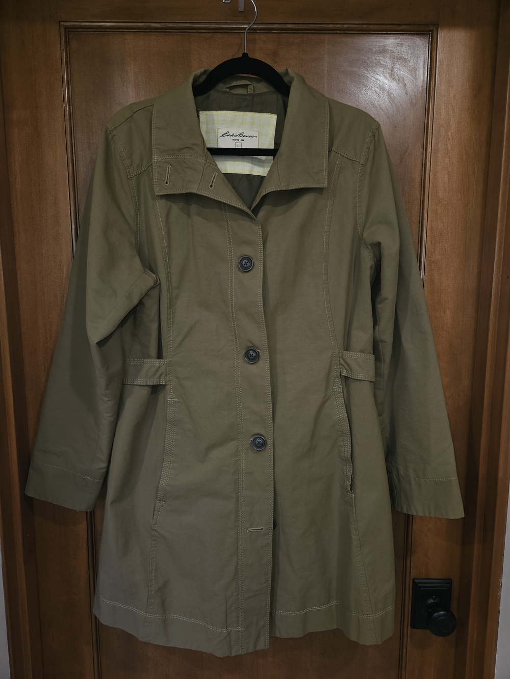 Eddie Bauer Olive Utility Trench Coat